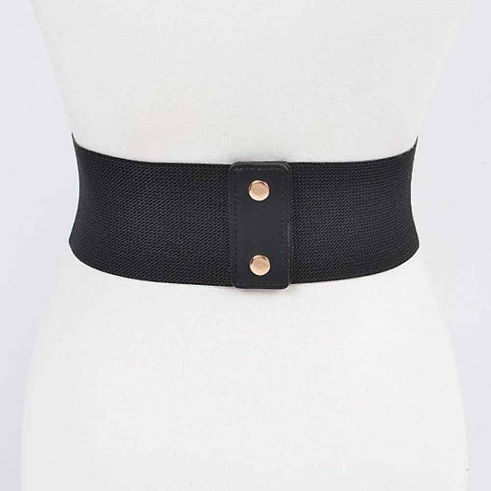 Wide Studded Elastic Waist Belt, Snaps in back - Picture 5 of 7